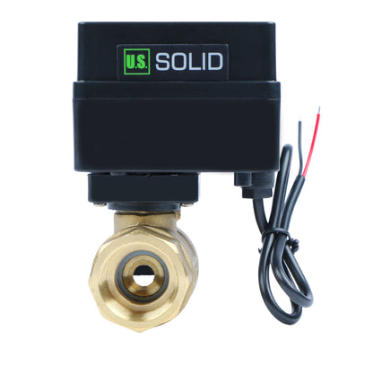 3/4" Motorized Ball Valve - Brass Electric Ball Valve with 3 Indicator Lights - 2 Wire Auto Return, Normally Closed, 9-36V AC/DC by U.S. Solid