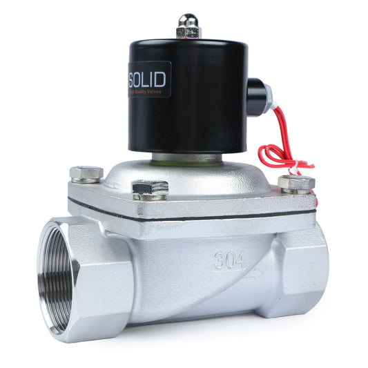 2" Solenoid Valve - Stainless Steel 12V DC Electric Solenoid Valve , Normally Closed, Viton Seal