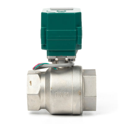 2" Motorized Ball Valve - Stainless Steel 2-wire Auto Return, 9-24V AC/DC Electric Ball Valve with Full Port, , Normally Closed