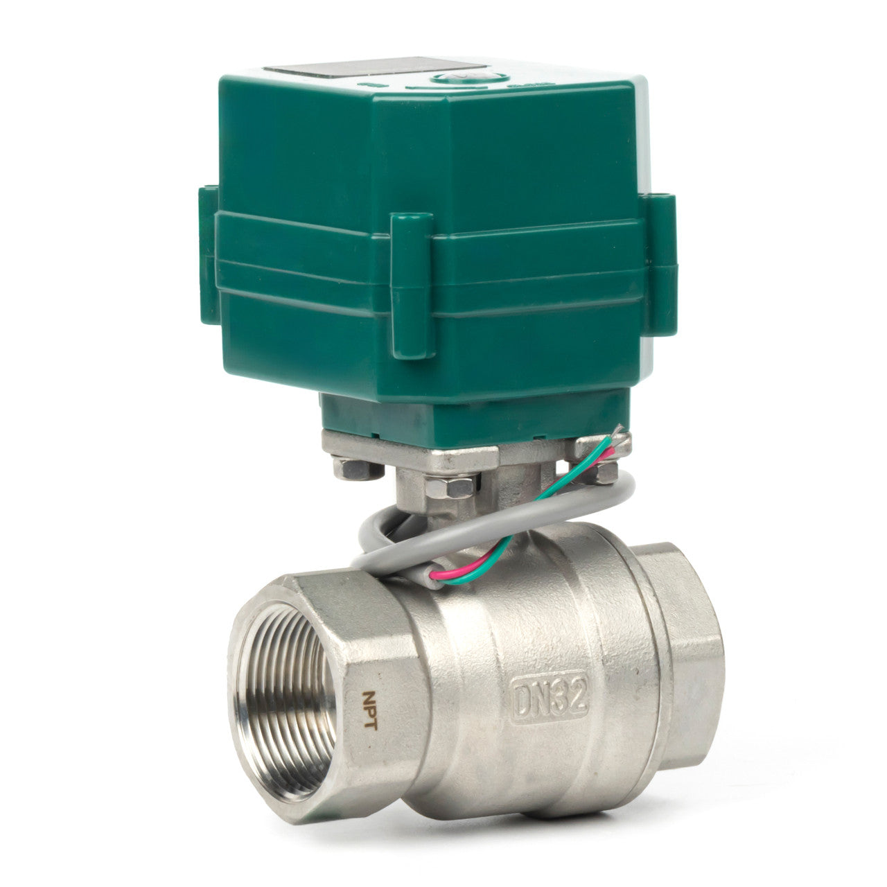 1-1/4” Motorized Ball Valve - Stainless Steel 2-wire Auto Return, 9-24V AC/DC Electric Ball Valve with Full Port, , Normally Open