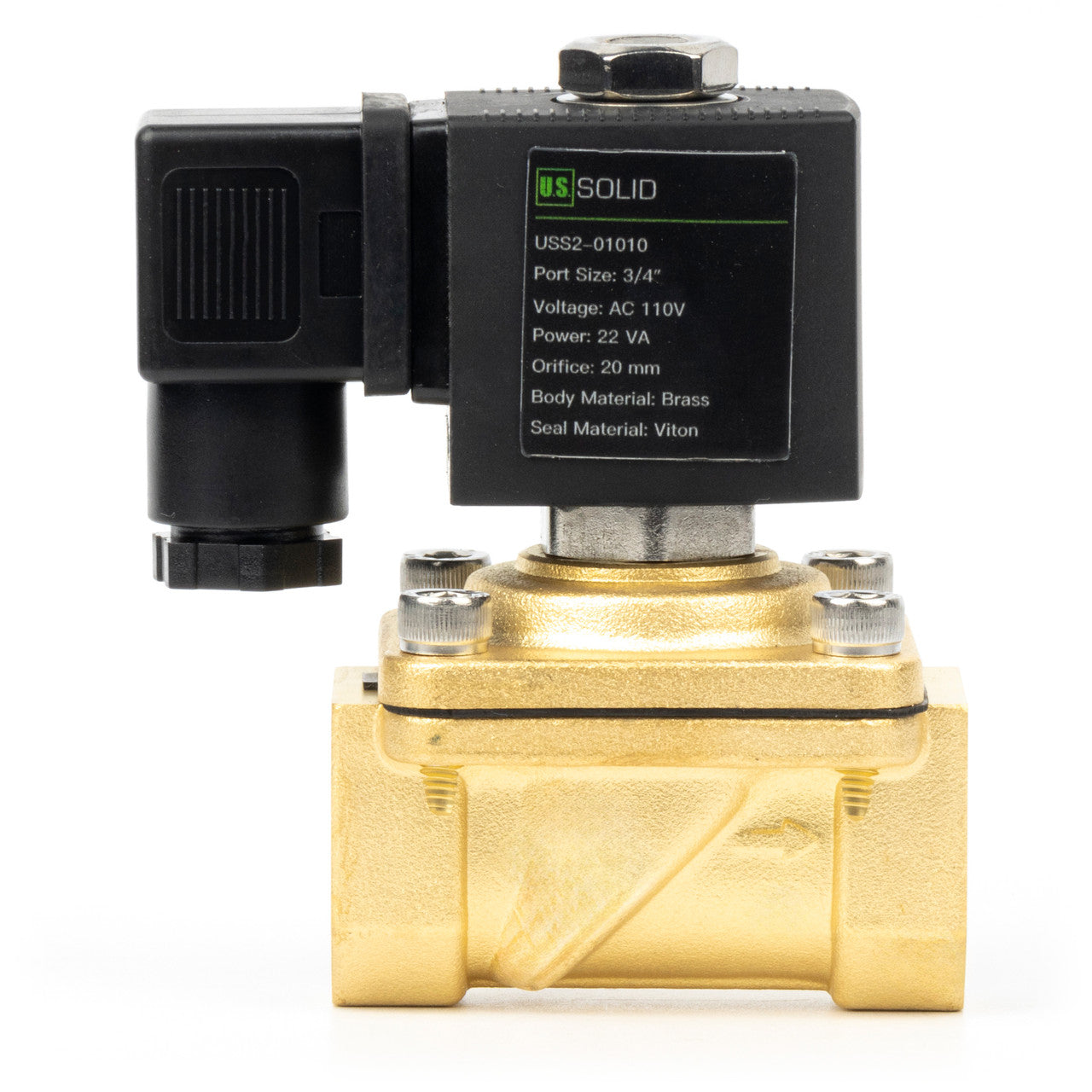 3/4" Solenoid Valve - Brass 110V AC Normally Closed with Viton Seal, Junction Box Type