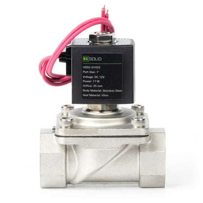 Válvula solenoide de 1" - Acero inoxidable 12 V CC Normalmente cerrada con sello de Viton