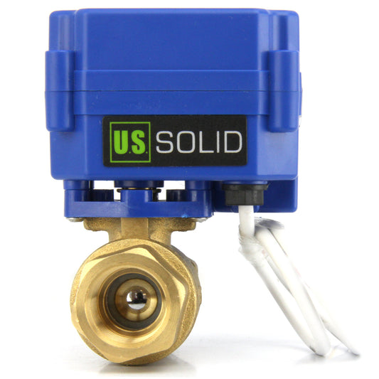 Motorized Ball Valve- 3/4" Brass Electrical Ball Valve, Standard Port, 9-24V AC/DC and 3 Wire (1 Point Control) Setup by U.S. Solid