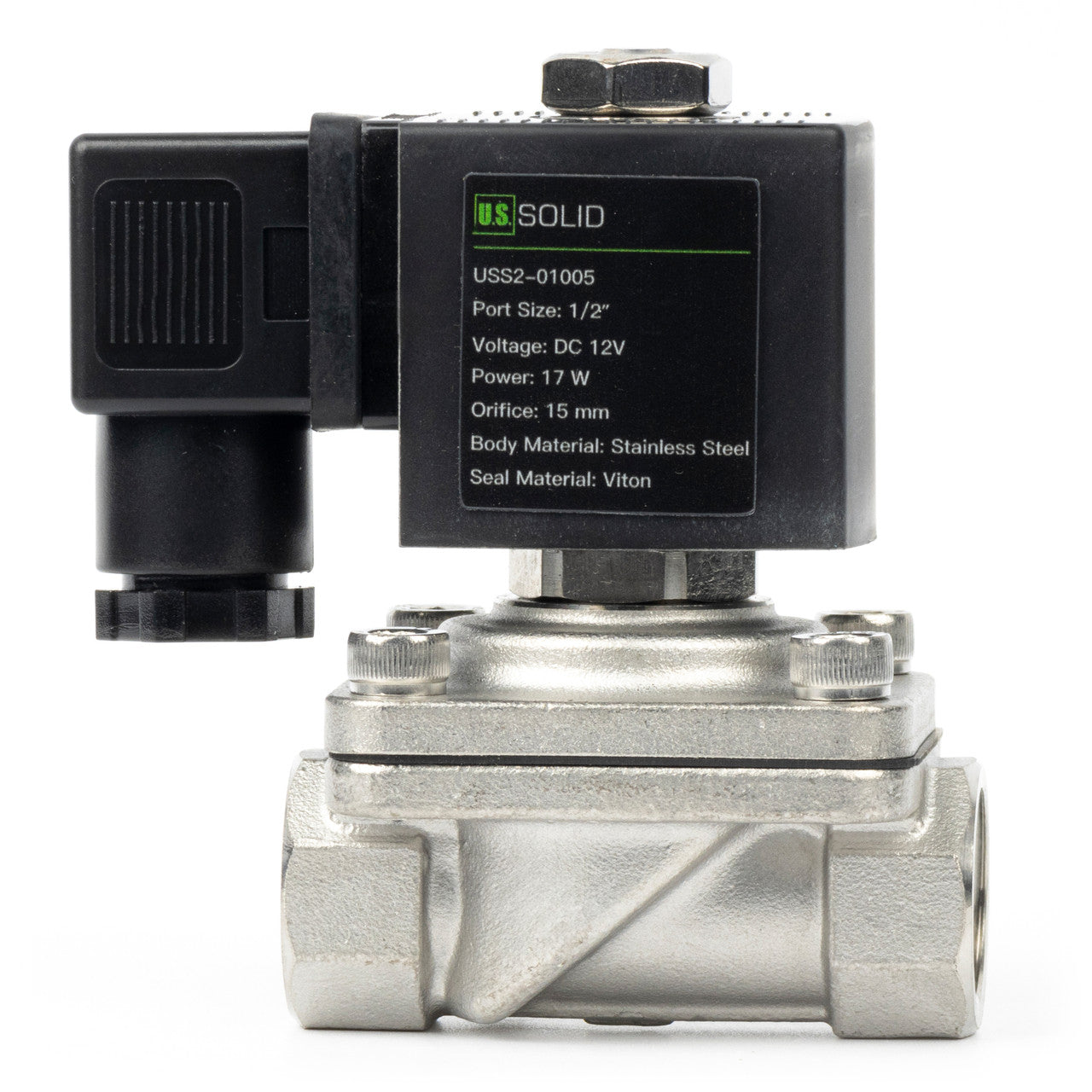 3/4" Solenoid Valve - Stainless Steel 12V DC Normally Closed with Viton Seal, Junction Box Type