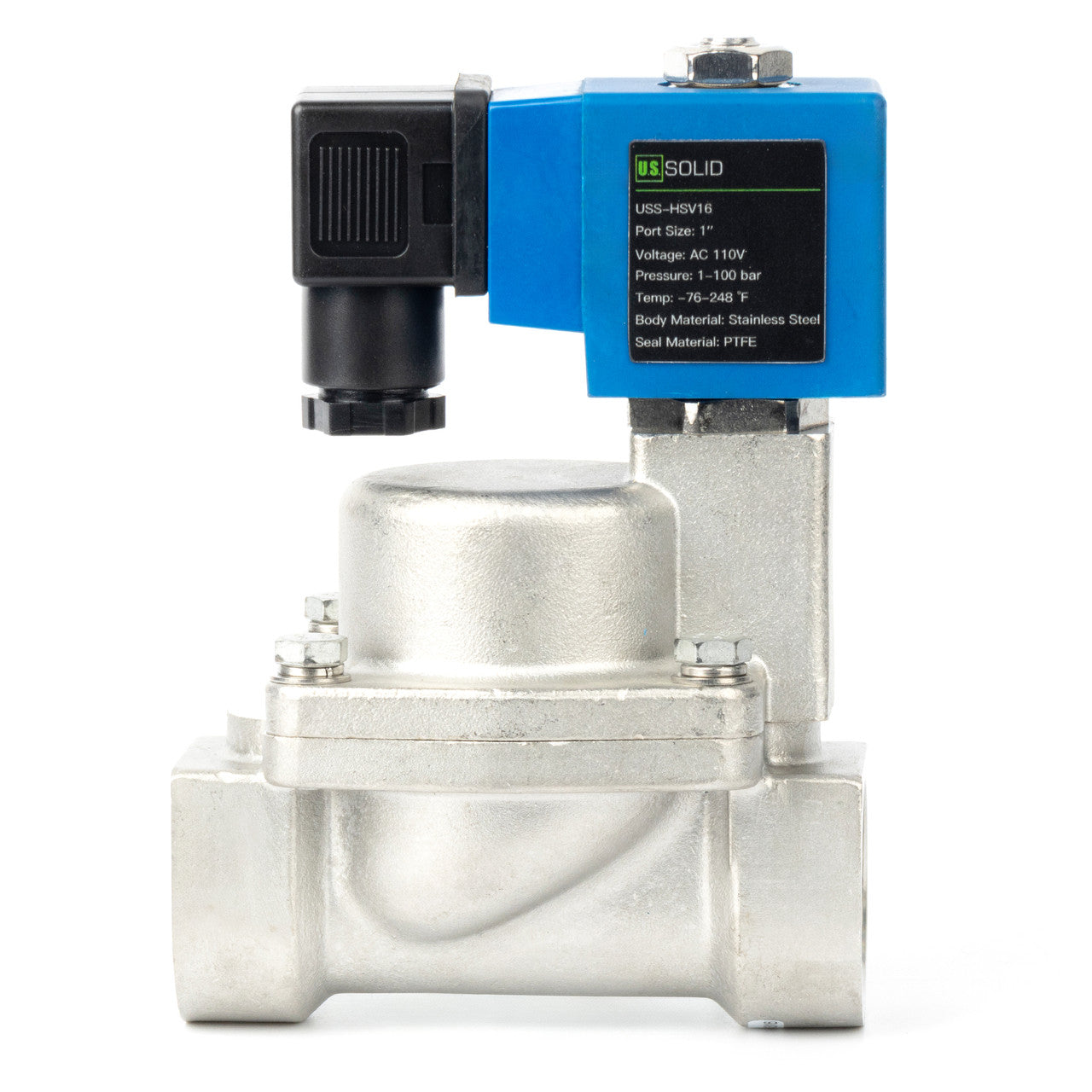 High Pressure Solenoid Valve - 1" Stainless Steel 100 bar, 110V AC High-Pressure High-Temperature Resistance Solenoid Valve, 248℉