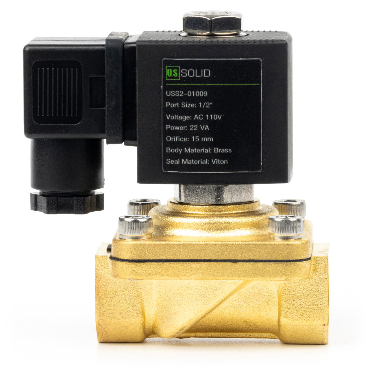 1/2" Solenoid Valve - Brass 110V AC Normally Closed with Viton Seal, Junction Box Type