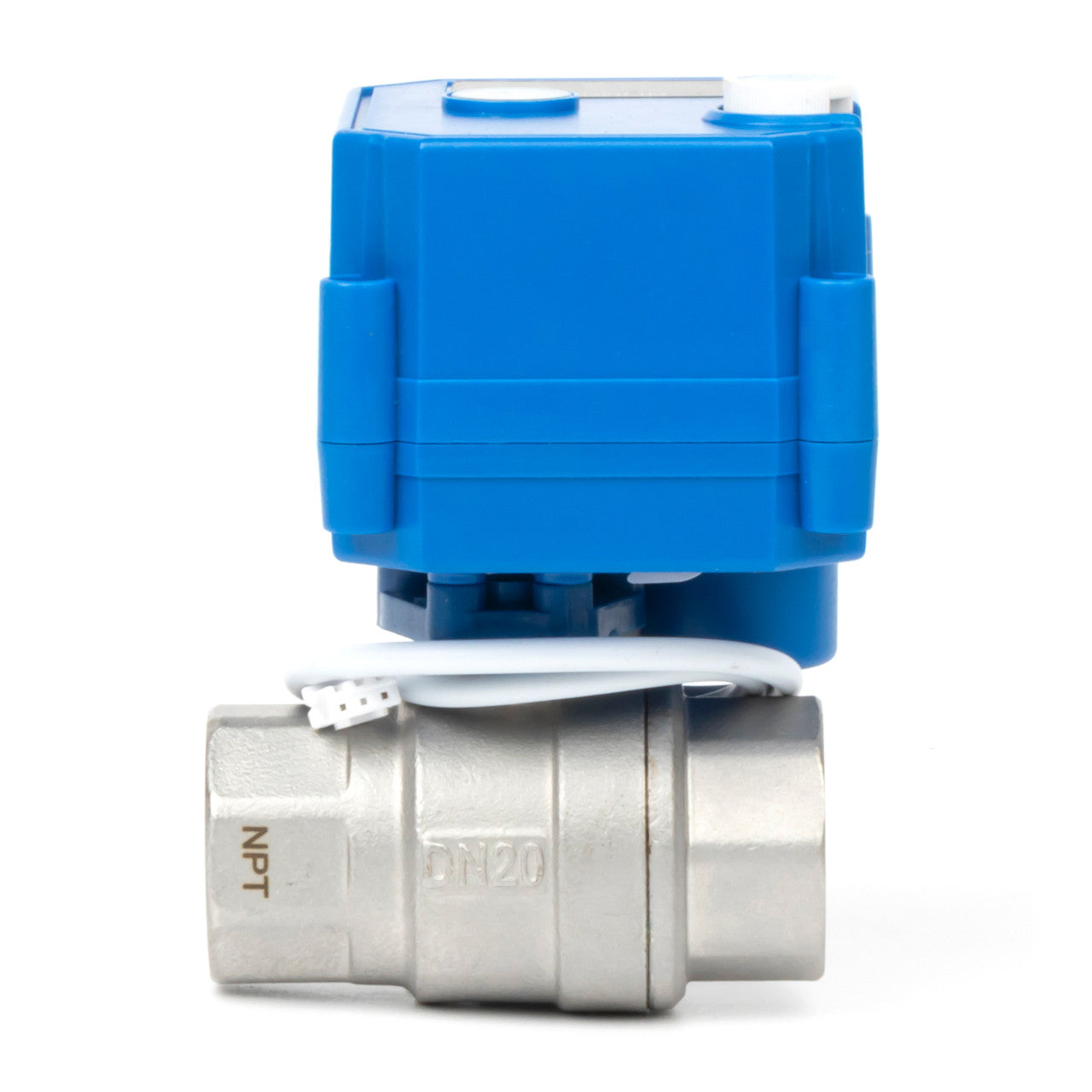 3/4" Motorized Ball Valve with Manual Function - 2 Wire Auto Return, Stainless Steel, 85-265V AC, Full Port, Normally Closed