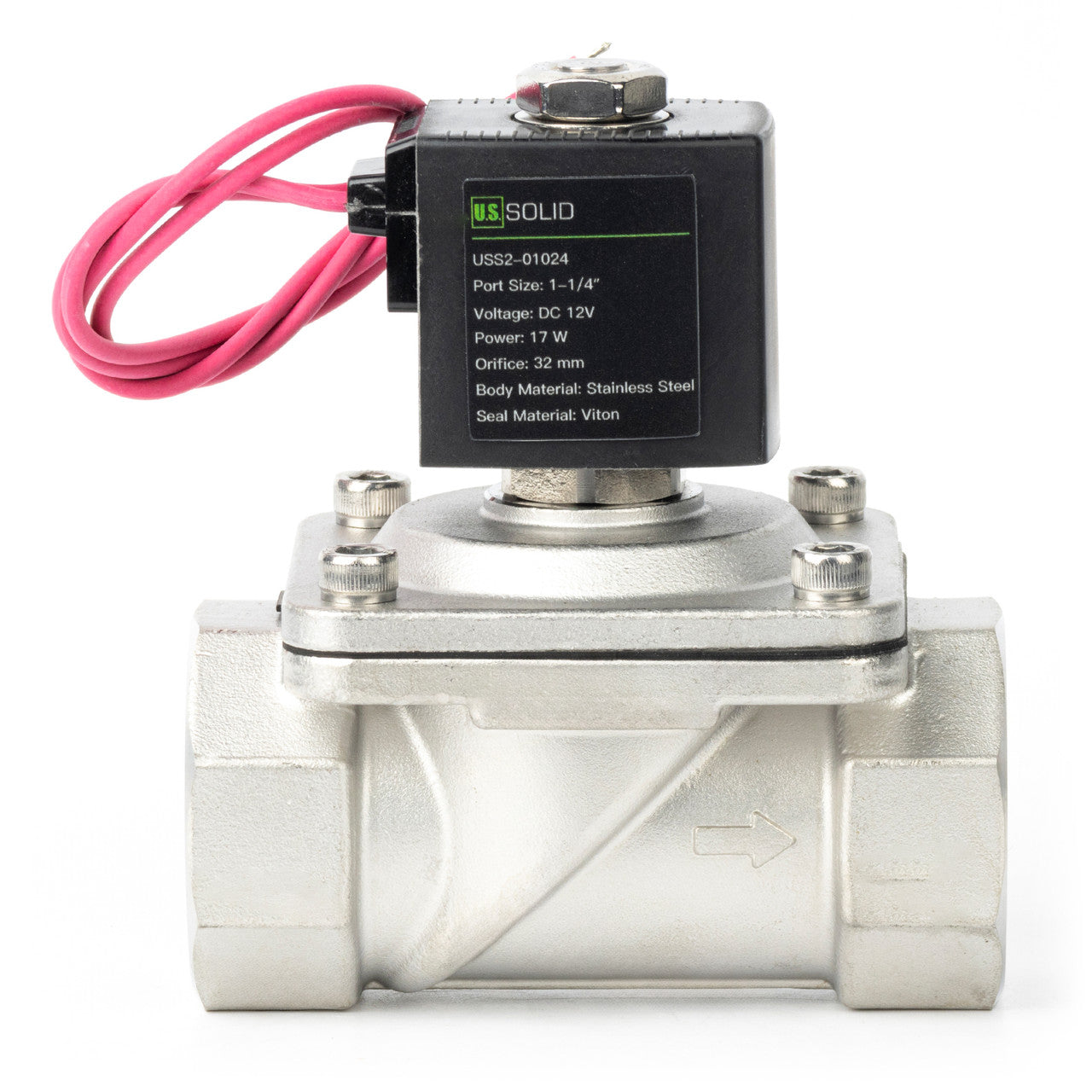 1-1/4" Solenoid Valve - Stainless Steel 12V DC Normally Closed with Viton Seal