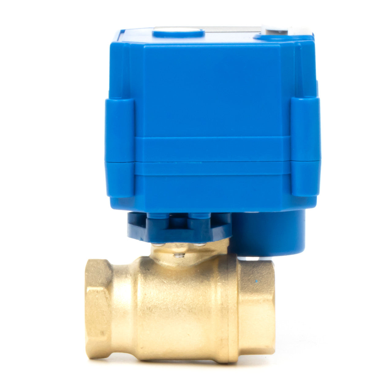 1/2" Motorized Ball Valve with Manual Function - 2 Wire Auto Return, Brass, 85-265V AC, Full Port, Normally Closed