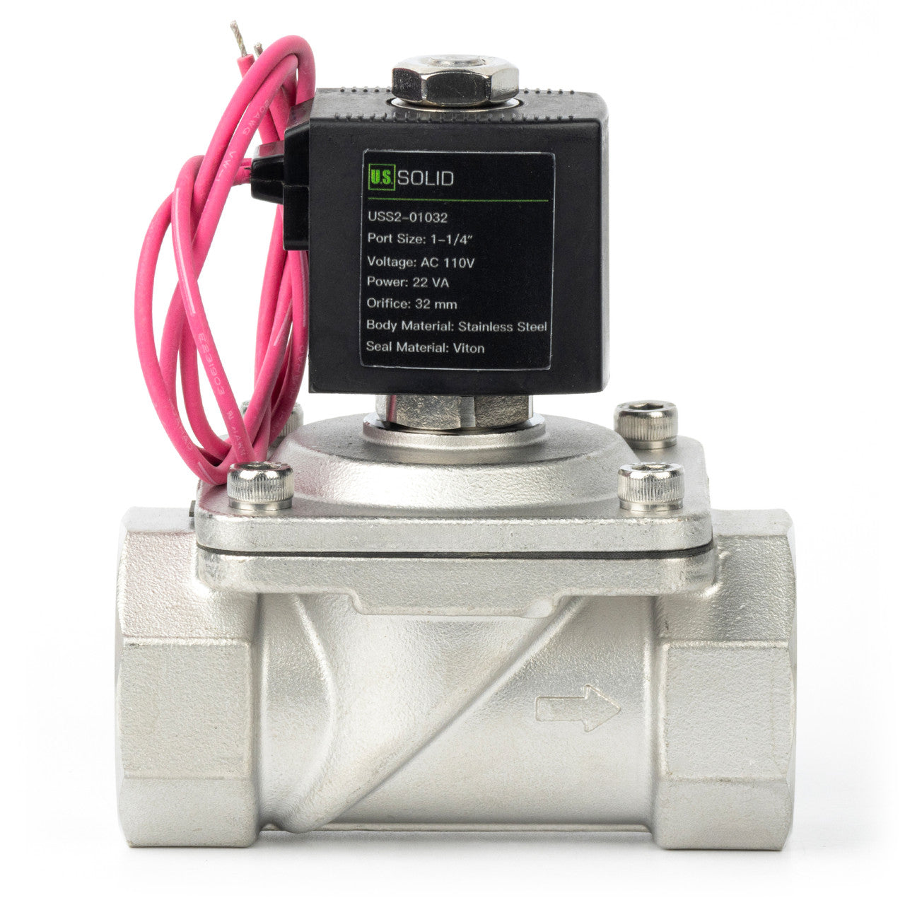 1-1/4" Solenoid Valve - Stainless Steel 110V AC Normally Closed with Viton Seal