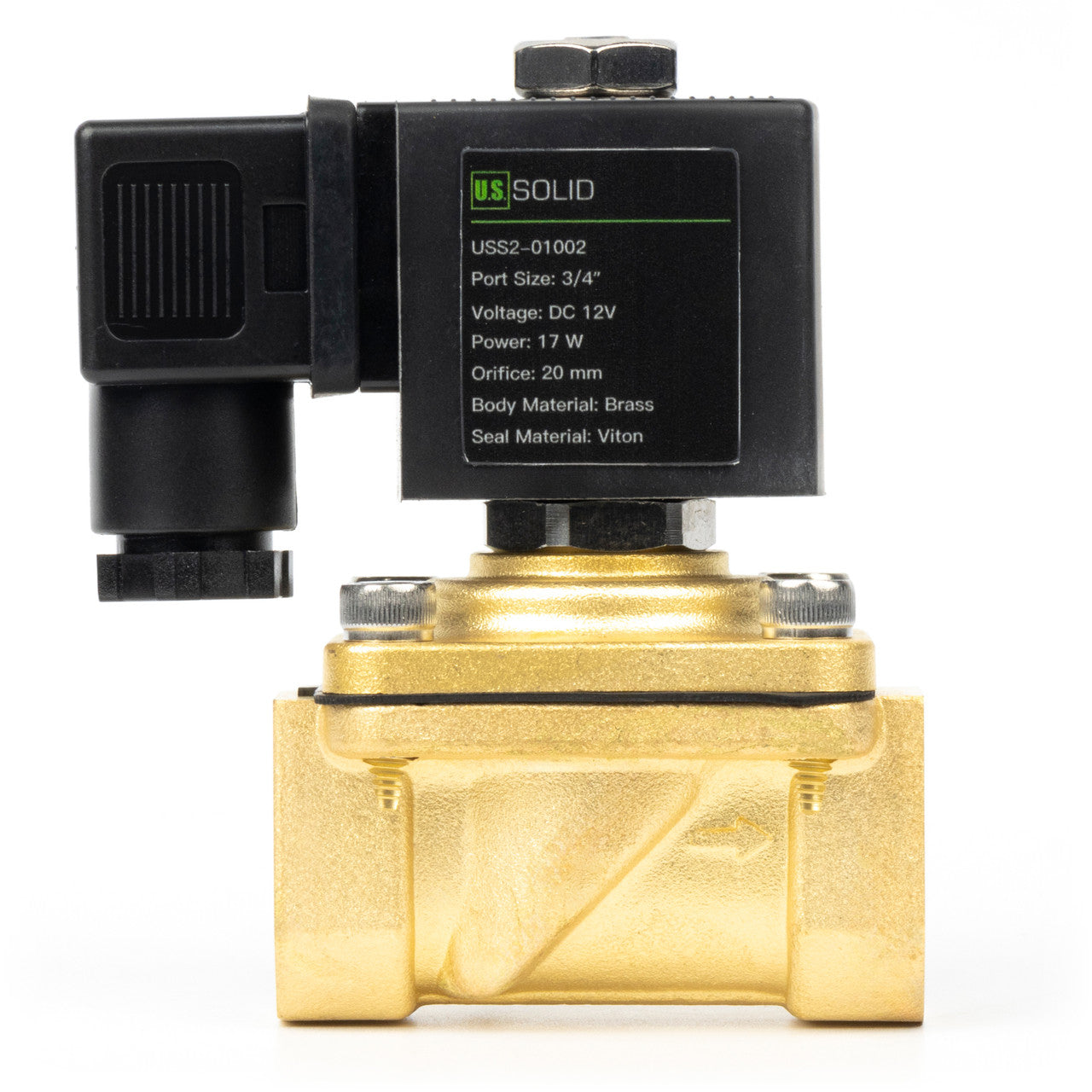 3/4" Solenoid Valve - Brass 12V DC Normally Closed with Viton Seal, Junction Box Type