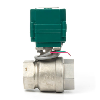 1-1/2" Motorized Ball Valve - Stainless Steel 2-wire Auto Return, 9-24V AC/DC Electric Ball Valve with Full Port, , Normally Closed