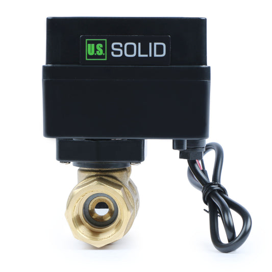 1/2" Motorized Ball Valve - Brass Electric Ball Valve with 3 Indicator Lights - 2 Wire Auto Return, Normally Closed, 9-36V AC/DC by U.S. Solid