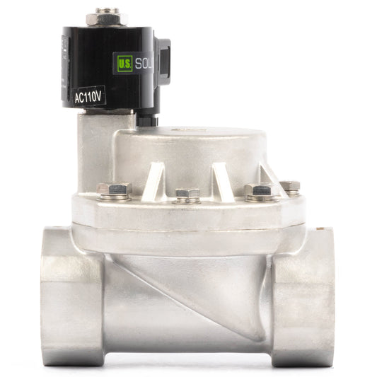 High Temperature Solenoid Valve - 2" Stainless Steel, 725 PSI, 110V/220V AC, 302°F (150°C), Normally Closed, VITON Seal