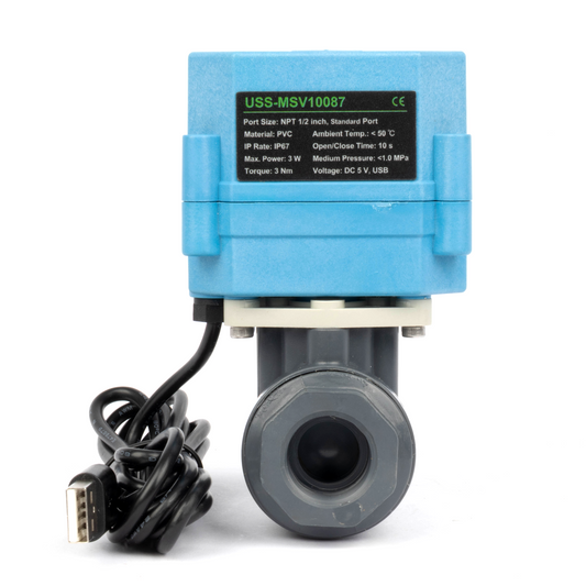 WiFi Smart Motorized Ball  1/2" 2 Way PVC, USB Powered, LED Status Indicator