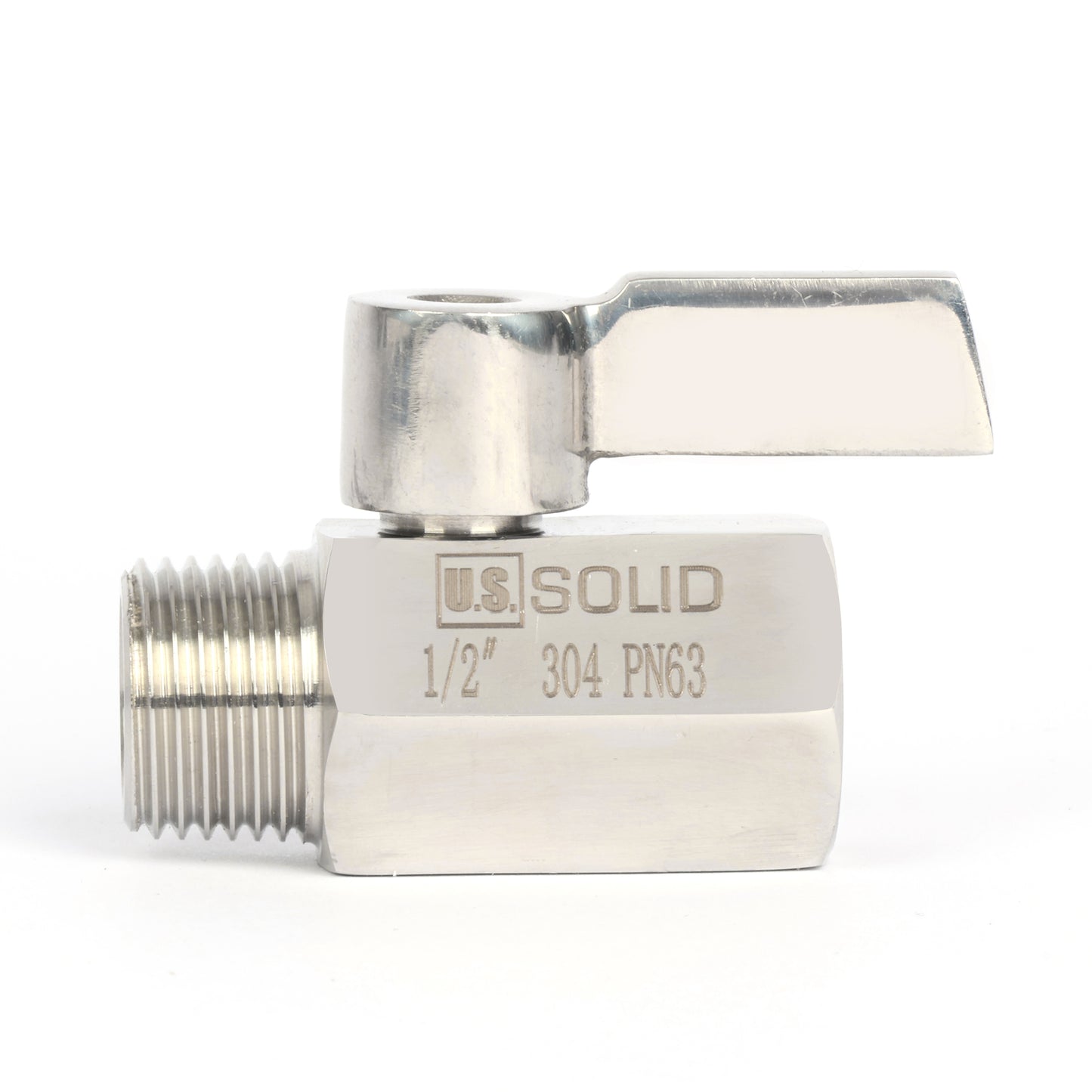 U.S. Solid 2 stuks 1/2" mini-kogelkraan 304 roestvrij staal binnendraad × buitendraad NPT