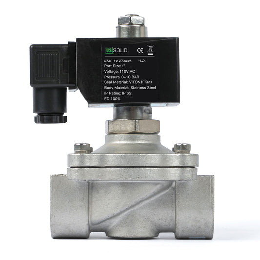 Válvula solenoide eléctrica de latón de 1", 110 V CA, normalmente cerrada, 145 PSI, VITON