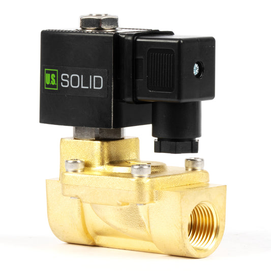 Injap Solenoid Loyang 1/2" - 24V DC, Biasanya Terbuka, 4.4-232 PSI, Meterai VITON
