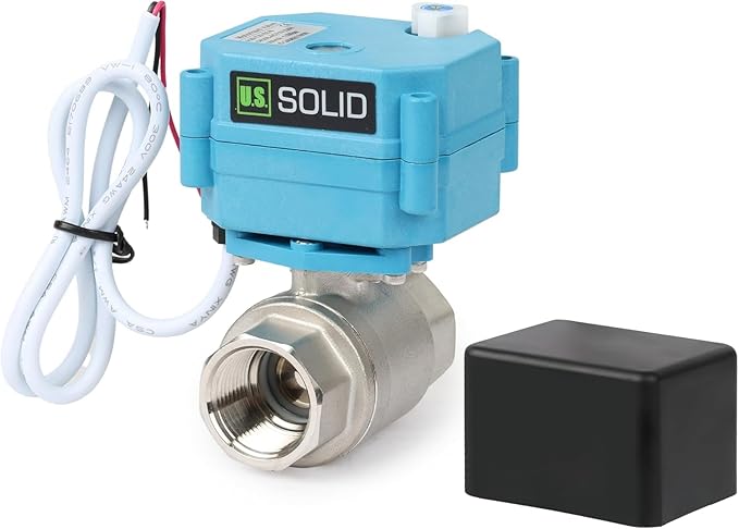 3/4" SS316 Motorized Ball Valve with Waterproof Cover, 110-230V AC, Full Port, IP67, 2 Wire Auto Return, Normally Closed