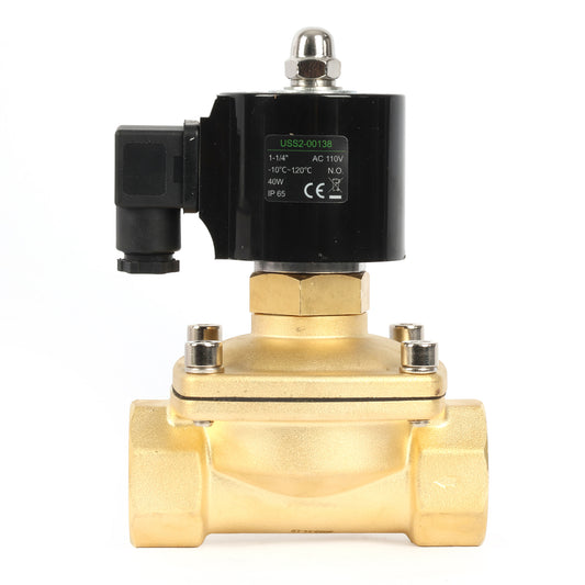 U.S. Solid 电磁阀 - 1-1/4" 110V 交流黄铜电磁阀，常开，VITON 密封