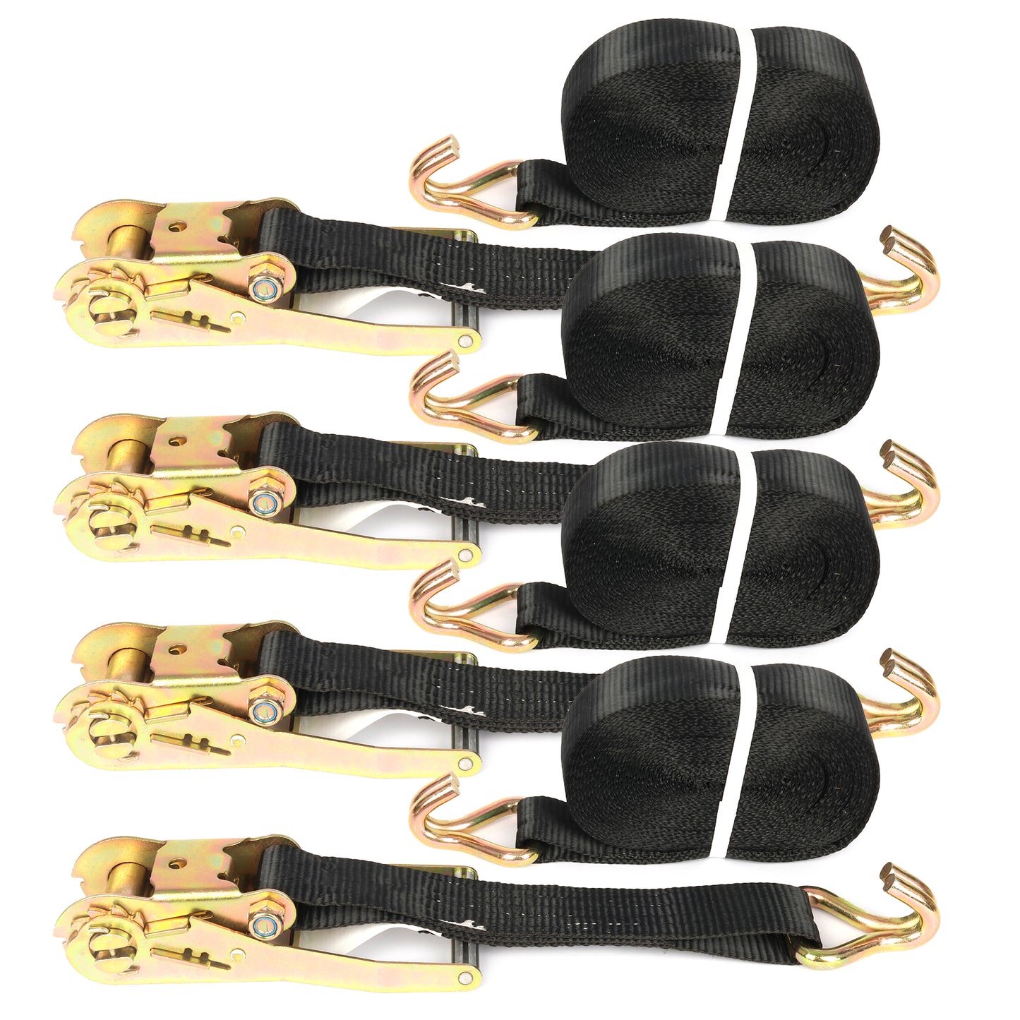 4-Pack 2 in x 29.5 ft Ratchet Tie Down Straps, 10,000 lb Break Strength, J-Hooks