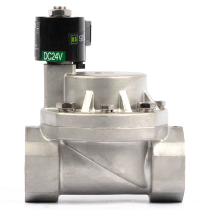 Électrovanne haute température - 50 mm (2") en acier inoxydable, 50 bar (725 PSI), 24 V CC, 150 °C (302 °F), normalement fermée, joint VITON