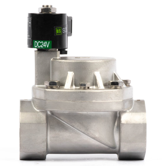 High Temperature Solenoid Valve - 2" Stainless Steel, 725 PSI, 24V DC, 302°F (150°C), Normally Closed, VITON Seal