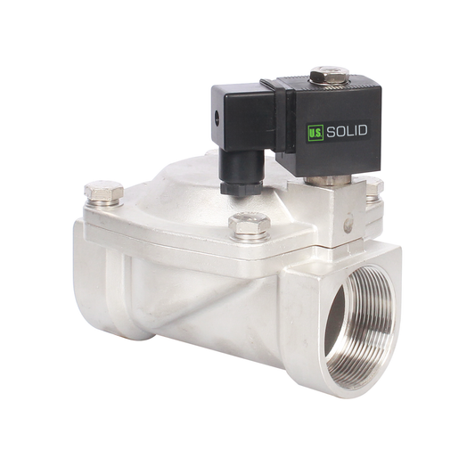 Electroválvula de acero inoxidable de 1/2", 110 V CA, normalmente abierta, 145 PSI, VITON 