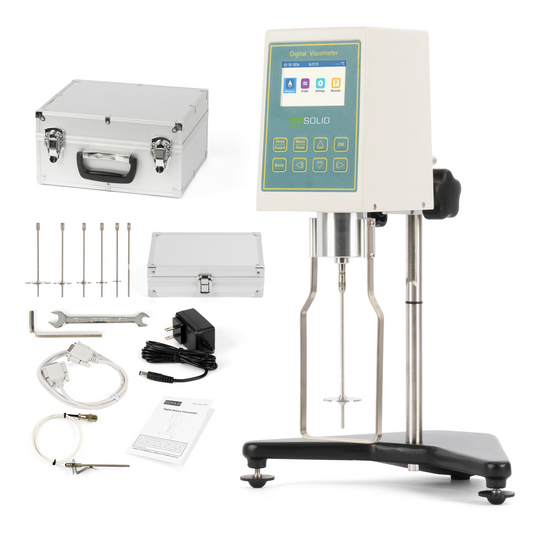 Digital Rotational Viscometer, 6 to 6,000,000 mPa.s, ±1%, Spindles 1 to 4, 0.1 to 200 rpm, 3.0 in TFT Screen, RS232, 100 - 240 V AC