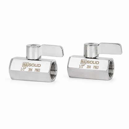 1/2" Mini Ball Valve 304 Stainless Steel Female Thread 2PCS
