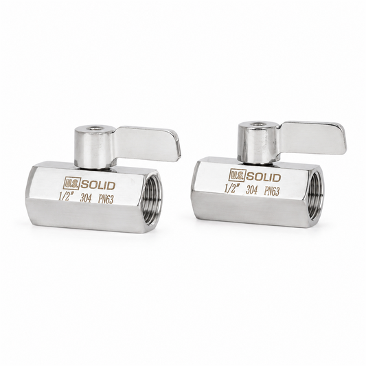 1/2" Mini Ball Valve 304 Stainless Steel Female Thread 2PCS
