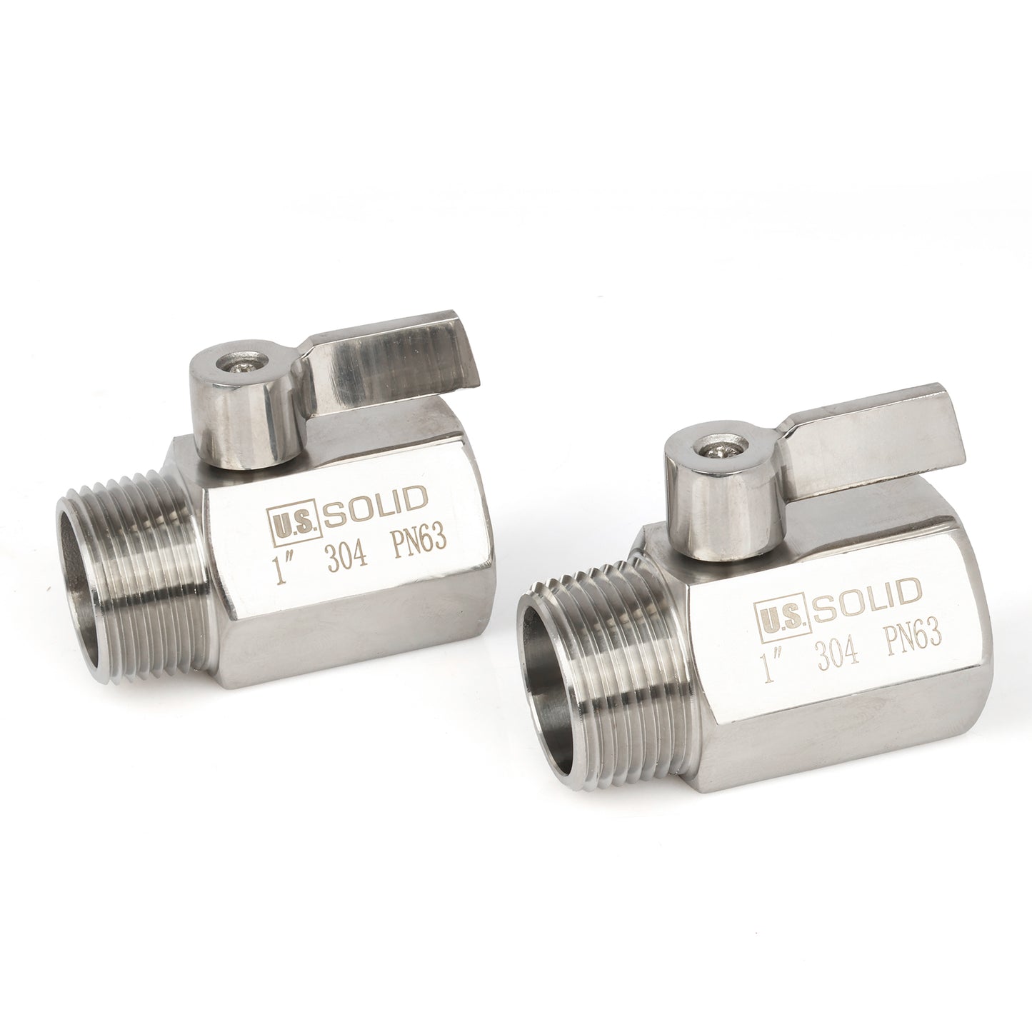 U.S. Solid 2 stk. 1/4" minikuleventil 304 rustfritt stål hunn × hann NPT gjenger