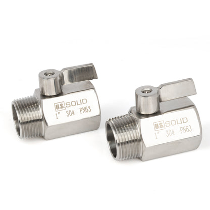 U.S. Solid 2 stk. 1/4" minikuleventil 304 rustfritt stål hunn × hann NPT gjenger