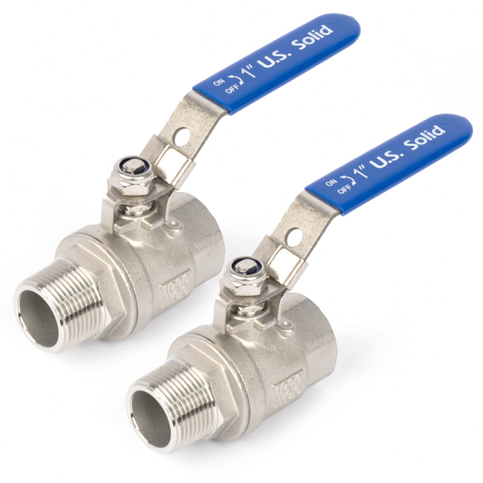 1" Ball Valve, Pack of 2 – Male x Female 316 Stainless Steel Heavy Duty, 1000WOG, Full Port with Anti-Misoperation Lock