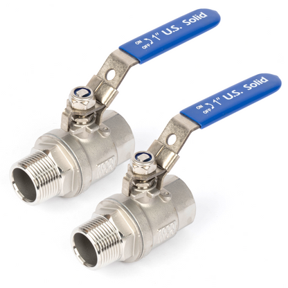1" Ball Valve, Pack of 2 – Male x Female 304 Stainless Steel Heavy Duty, 1000WOG, Full Port with Anti-Misoperation Lock