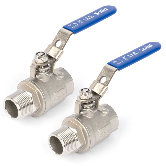 3/4" Ball Valve, Pack of 2 – Male x Female 316 Stainless Steel Heavy Duty, 1000WOG, Full Port with Anti-Misoperation Lock