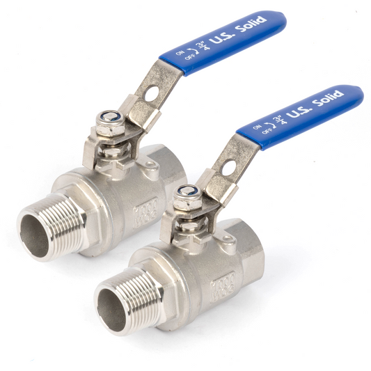 3/4" Ball Valve, Pack of 2 – Male x Female 304 Stainless Steel Heavy Duty, 1000WOG, Full Port with Anti-Misoperation Lock