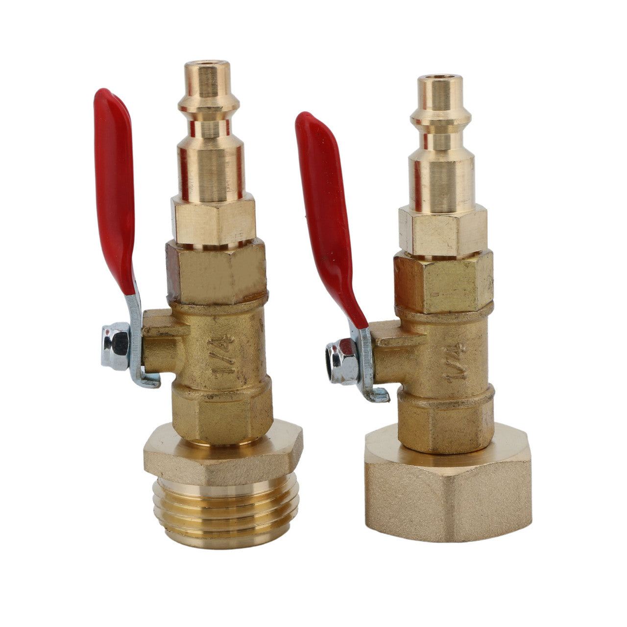 Adaptadores de latón para invernar de EE. UU., 2 piezas, macho/hembra, de 3/4", kit de adaptadores para invernar RV con enchufe de conexión rápida de 1/4" para RV, barco, caravana, remolque