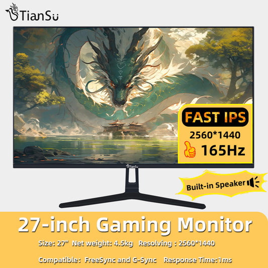 ETiansu Monitor 27" 2K 165hz QHD Gaming Monitor for PC Fast IPS 144hz