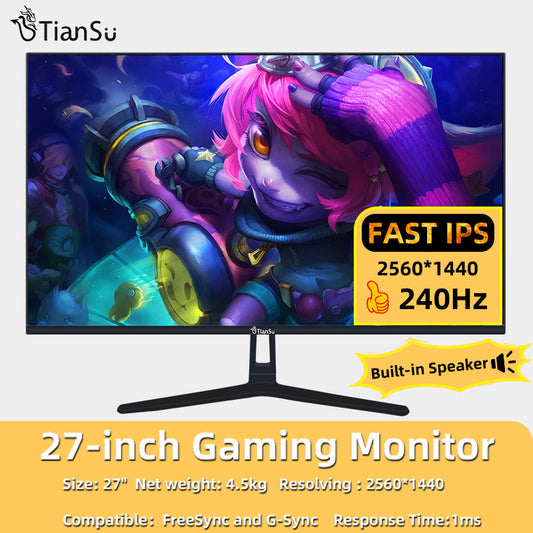 ETiansu 2K Monitor 27" 240hz for PC 144Hz Fast IPS Computer Monitor Gamer