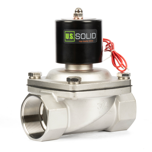 2" Stainless Steel Solenoid Valve - 24V DC Normally Closed, Viton Seal