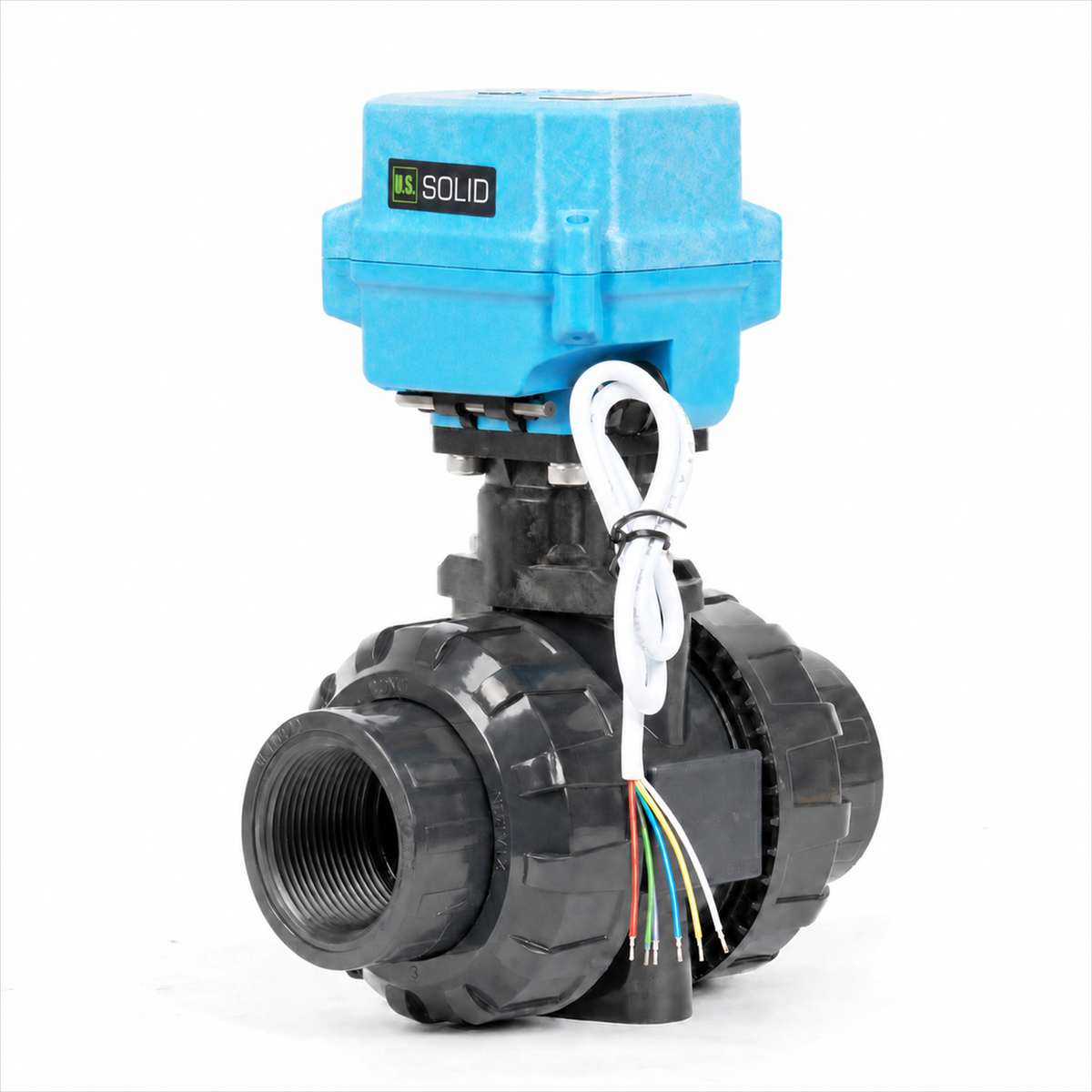 1-1/2" proporsjonal motorisert kuleventil, UPVC modulerende strømningskontrollventil, 4-20mA inngang/tilbakemelding, DC 12-24V, 6-leder, IP67 full port for HVAC-automatisering