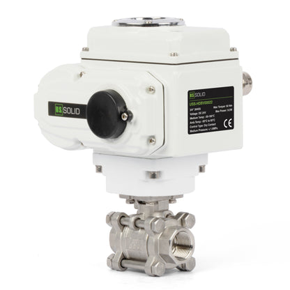 3/4" Electric Actuated Ball Valve, DC 24V Heavy Duty 3-Piece Industrial Ball Valve,304SS, ON/OFF Type, Dry Contact