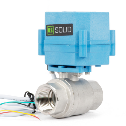 Injap Bola Bermotor Berkadar 3/4" - Keluli Tahan Karat, DC 9–24V, 5-Wayar dengan Penunjuk Kedudukan, IP67, Port Penuh