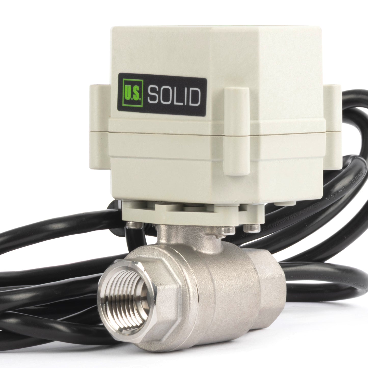 Válvula de bola motorizada de 1/2" y 2 vías con temporizador - Acero inoxidable 304. Válvula de drenaje automática con control de tiempo de 00:00 a 99:59:59, IP67, CA/CC 9–24 V.