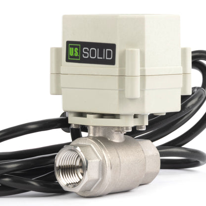 Válvula de bola motorizada de 1/2" y 2 vías con temporizador - Acero inoxidable 304. Válvula de drenaje automática con control de tiempo de 00:00 a 99:59:59, IP67, CA/CC 9–24 V.