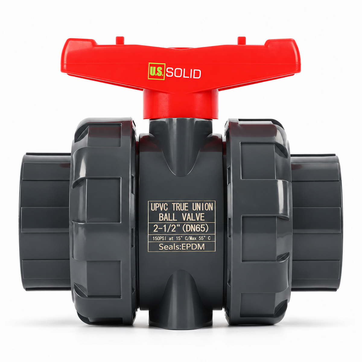2-1/2" PVC True Union Ball Valve, Full Port, Slip Socket, Schedule 40 and 80 Compatible, 150 psi, PTFE Seat, EPDM O-Ring