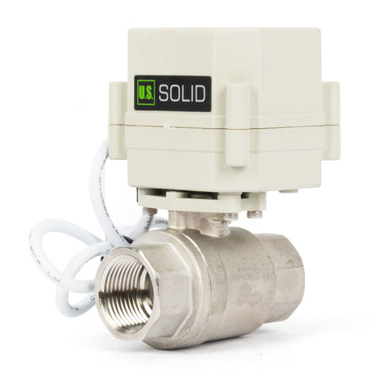 3/4" Motorized Ball Valve with Timer, Auto-Return Fail Safe & Power-Off Memory, 2-Way 304SS Electric Actuator, IP67, AC/DC 9-24V
