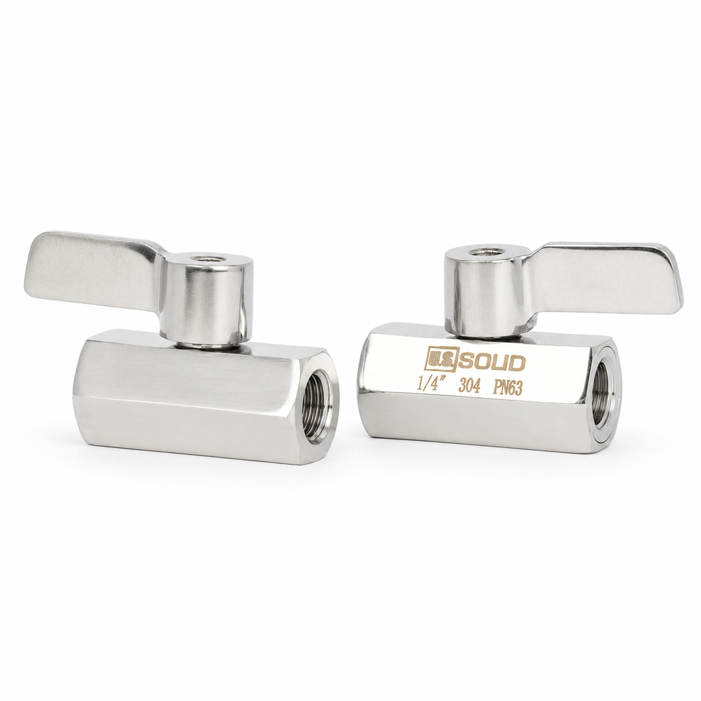 1/4" Mini Ball Valve 304 Stainless Steel Female Thread 2PCS