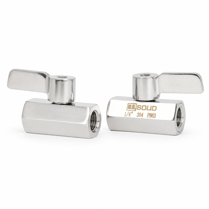 1/4" Mini Ball Valve 304 Stainless Steel Female Thread 2PCS